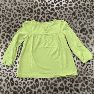 Jumping Beans Ruffle Button Long Sleeve Babydoll T-shirt in Green Size 3T